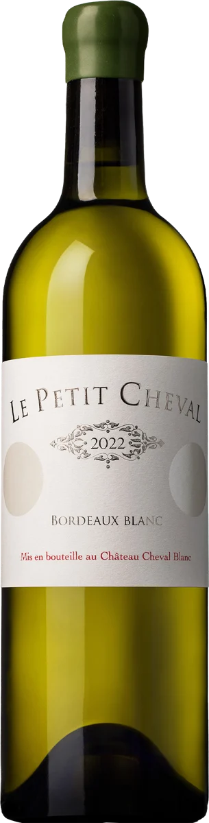 Le Petit Cheval Blanc 2021 by Château Cheval Blanc, Bordeaux Blanc, white wine bottle