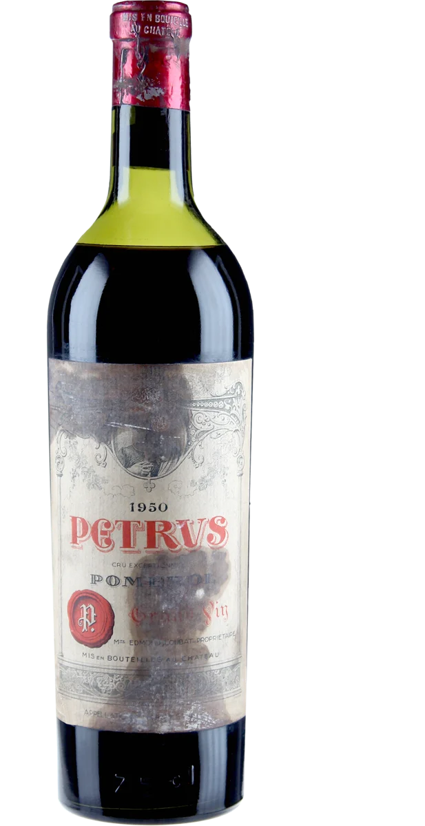 Pétrus 1945 by Château Pétrus, Pomerol, red wine bottle